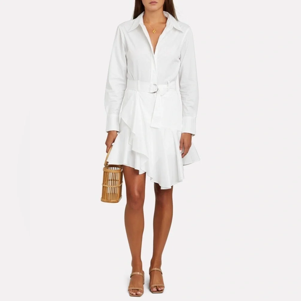 New! A.L.C. Jacey Cotton Poplin Belted Asymmetric Shirt Dress 🤍 size 10 - Picture 2 of 12